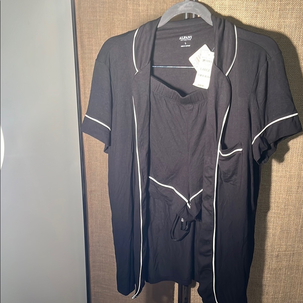 Alfa I Black and White Pajama Set with Classic Tailored Design